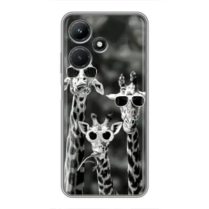 Силіконовий чохол з КАРТИНКАМИ літо для Infinix Hot 30i (AlphaPrint) (Жирафи в окулярах)