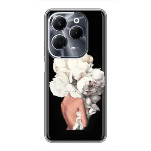 Чехлы (ART) Цветы на Infinix Hot 40 Play (VPrint) (Белые цветы)