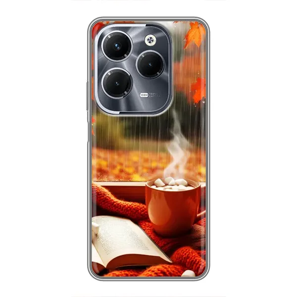 Чехол с принтом «Кофе и дождь» для Infinix Hot 40 Play