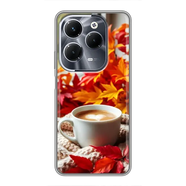 Чехол с принтом «Кофе и листья» для Infinix Hot 40 Play
