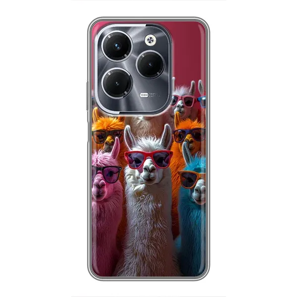 Чехол с принтом «Ламы в очках» для Infinix Hot 40 Play