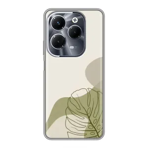 Силиконовый чехол с принтом в цветах на Infinix Hot 40 Play (Зеленая монстера дизайн)