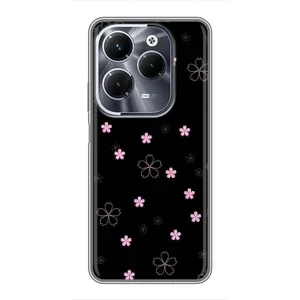 Чохол з розовим принтом для Infinix Hot 40 Play (Рожеві квіти на чорному)