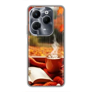 Чехол с уникальным дизайном «Осень с кофе» для Infinix Hot 40 Pro (Кофе и дождь)
