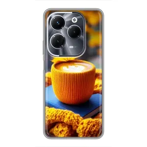 Чехол с уникальным дизайном «Осень с кофе» для Infinix Hot 40 Pro (Кофе на желтом пледе)