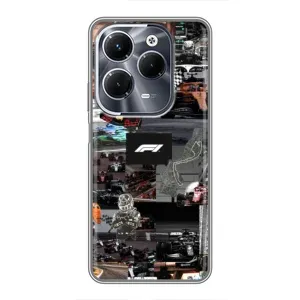 Чехол Формула1 на Infinix Hot 40 Pro (Гоночный коллаж Ф1)