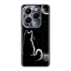 Чохол з принтом для Infinix Hot 40 Pro (AlphaPrint) Модні коти (Котик і місяць)