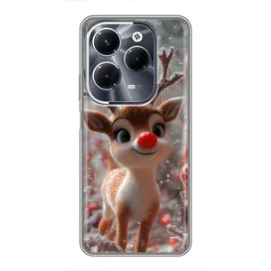 Яркий чехол для Infinix Hot 40 Pro с Зимними Оленятами