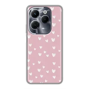 Чехол с розовым рисунком для Infinix Hot 40 Pro (Сердечки на розовом)