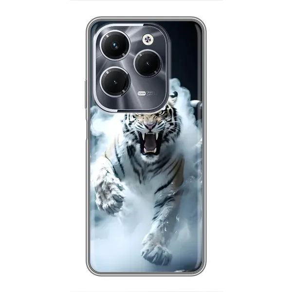 Чохол з принтом «Білий тигр у диму» для Infinix Hot 40 Pro Чохол з принтом «Білий тигр у диму» для Infinix Hot 40 Pro