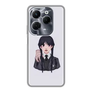 Чехлы Венсдей на Infinix Hot 40 Pro Уэнсдей (AlphaPrint) (Уэнздей и Вещь)
