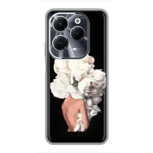 Чехлы (ART) Цветы на Infinix Hot 40 (VPrint) (Белые цветы)