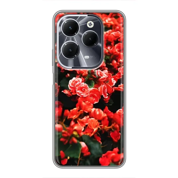 Чехол с принтом «Цветы красные» для Infinix Hot 40 Чехол с принтом «Цветы красные» для Infinix Hot 40