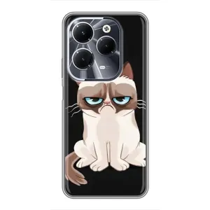 Чехол с принтом для Infinix Hot 40 (AlphaPrint) Модные коты (Грустный кот)
