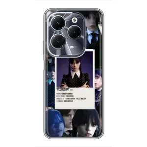 Чехлы Венсдей на Infinix Hot 40 Уэнсдей (AlphaPrint) (коллаж Уэнздей)