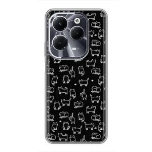 Чехол с принтом для Infinix Hot 40 (AlphaPrint) Модные коты (Меленькие котики)