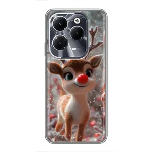 Яркий чехол для Infinix Hot 40 с Зимними Оленятами