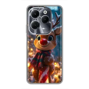 Яскравий чохол для Infinix Hot 40 з Зимові Оленята (Олень з шарфом)