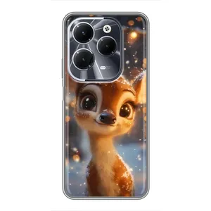 Яскравий чохол для Infinix Hot 40 з Зимові Оленята (Оленятко серед гірлянд)