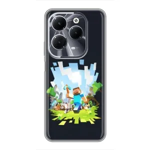Чехол Майнкрафт на Infinix Hot 40 (AlphaPrint) Minecraft (персонажи Minecraft)