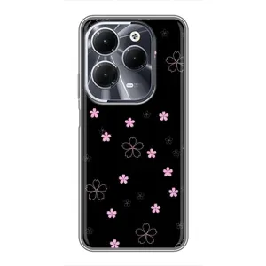 Чохол з розовим принтом для Infinix Hot 40 (Рожеві квіти на чорному)