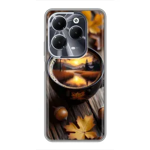 Чохол з унікальним дизайном 'Осінь з кавою' для Infinix Hot 40 (Темна кава)