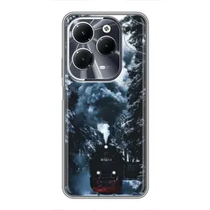 Новогодние, Праздничные Чехлы для Infinix Hot 40 - 2024 год (Зимний поезд)