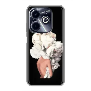 Чехлы (ART) Цветы на Infinix Hot 40i (VPrint) (Белые цветы)