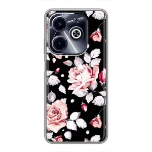Чехлы с Цветами для Infinix Hot 40i (VPrint) (Цветочки на черном)
