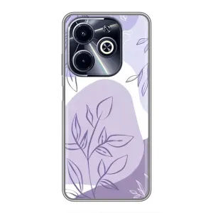 Силиконовый чехол с принтом в цветах на Infinix Hot 40i (Фиолетовые листья абстракция)