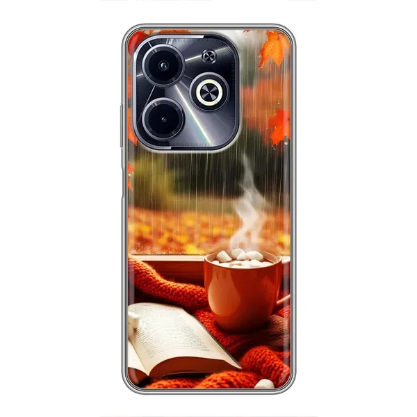 Чехол с принтом «Кофе и дождь» для Infinix Hot 40i