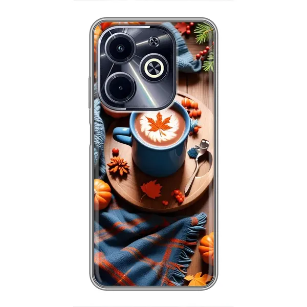 Чехол с принтом «Кофе и тыковки» для Infinix Hot 40i