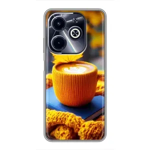 Чехол с уникальным дизайном «Осень с кофе» для Infinix Hot 40i (Кофе на желтом пледе)