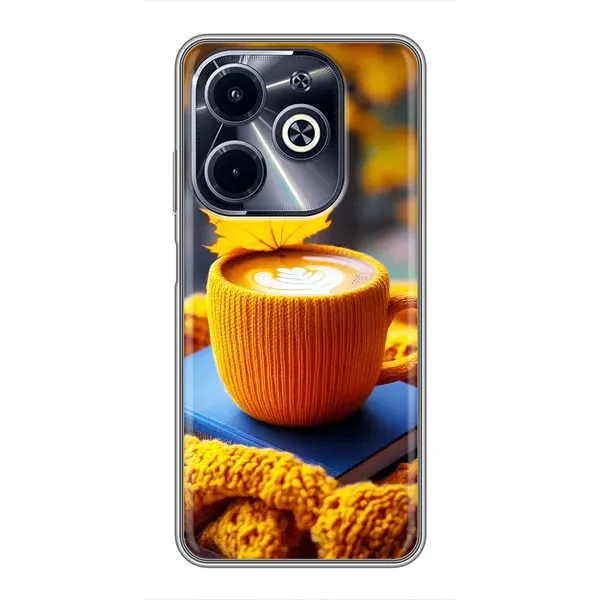 Чехол с принтом «Кофе на желтом пледе» для Infinix Hot 40i
