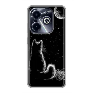 Чехол с принтом для Infinix Hot 40i (AlphaPrint) Модные коты (Котик и луна)