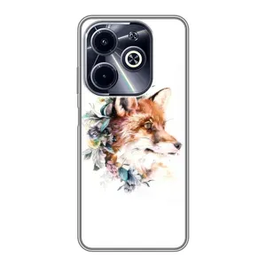 Чехлы с картинкой Лисички для Infinix Hot 40i (VPrint) (Лисичка в цветочках)