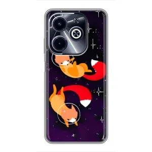 Чехлы с картинкой Лисички для Infinix Hot 40i (VPrint) (Лисички космонавты)