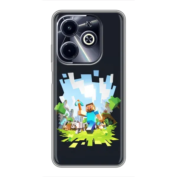 Чехол с принтом «персонажи Minecraft» для Infinix Hot 40i