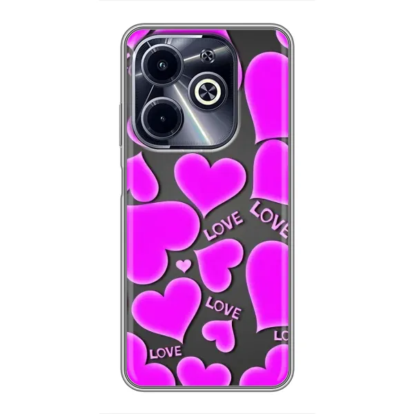 Чехол с принтом «Pink hearts» для Infinix Hot 40i