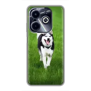 Чехол с Хаски для Infinix Hot 40i - (AlphaPrint) (Радостный Хаски)