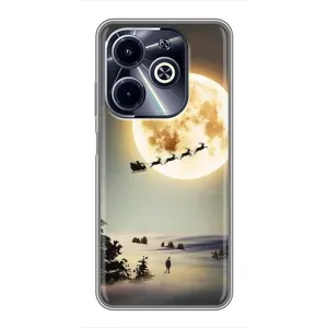 Новорічні, Святкові Чохли для Infinix Hot 40i - 2024 год (Санта на місяці)