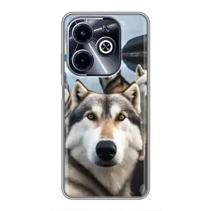 Чехол с Хаски для Infinix Hot 40i - (AlphaPrint) (Селфи ХАски)