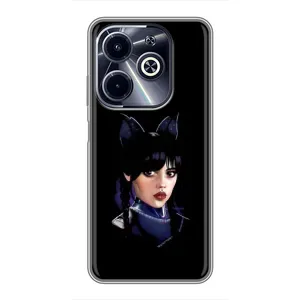 Чехлы Венсдей на Infinix Hot 40i Уэнсдей (AlphaPrint) (серьезная Уэнздей)