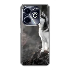 Чехол с Хаски для Infinix Hot 40i - (AlphaPrint) (Верный пес)