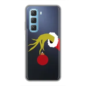 Зимні Чохли для Інфінікс Хот 50 5Джі - прозорий фон (Грінч з іграшкою)