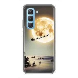 Новорічні, Святкові Чохли для Infinix Hot 50 5G - 2024 год (Санта на місяці)