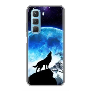 Защитные чехлы для Инфиникс Хот 50 5Джи (AlphaPrint) (ХИТ продаж) ВОЛК (Волк на луну)