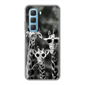 Силиконовый чехол с КАРТИНКАМИ лето для Infinix Hot 50 5G (AlphaPrint) (Жирафы в очках)