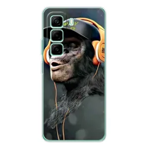 Чехол с Обезьянами Infinix Hot 50 Pro Plus - (AlphaPrint) (В наушниках)