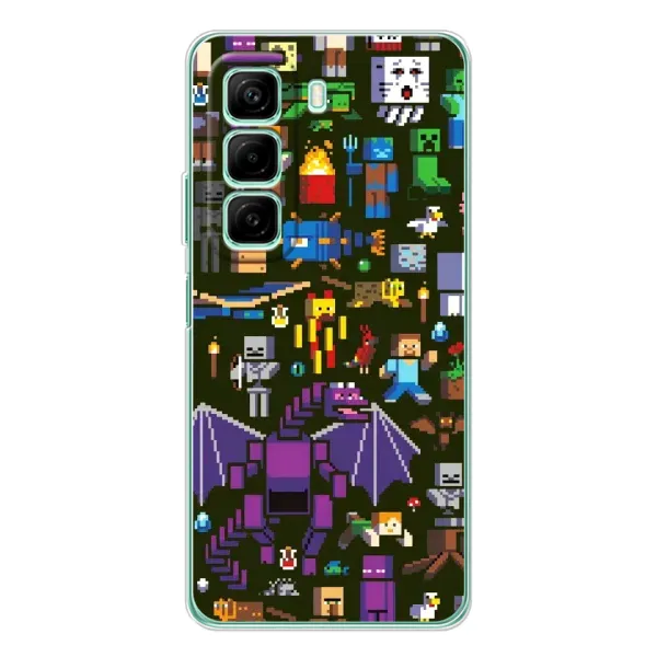 Чехол с принтом «Коллаж Майнкрафт» для Infinix Hot 50 Pro Чехол с принтом «Коллаж Майнкрафт» для Infinix Hot 50 Pro